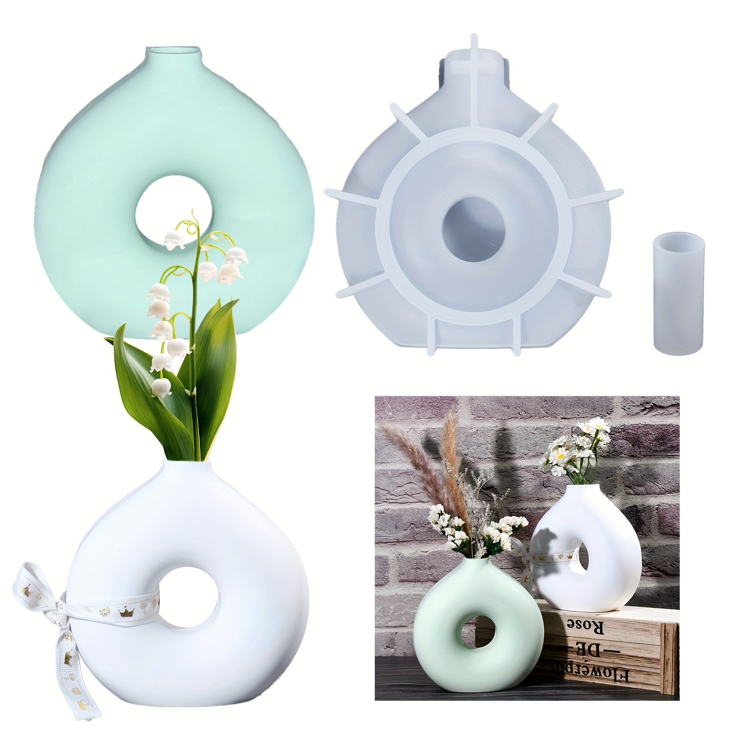 Resin Art Equipment - 1 DIY รอบแจกันซิลิโคนแม่พิมพ์อีพ็อกซี่เรซินแม่พิมพ์ปูนปลาสเตอร์ Art แจกันแม่พิมพ์ตกแต่งบ้านอุปกรณ์