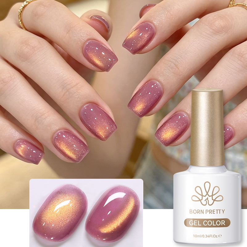 Resin Art Rose - BORN PRETTY 10 มล. สีสการ์เล็ตเจด ยาทาเล็บเจลแม่เหล็กสีชมพูทอง