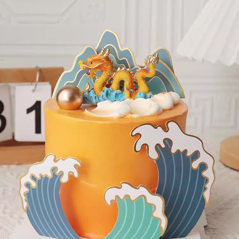 Resin Art Alphabet - ที่ตกแต่งหน้าเค้กรูปมังกรและนกฟีนิกซ์อุปกรณ์ตกแต่งหน้าเค้กวันเกิดสไตล์จีนสำหรับของขวัญวันเกิดวันเกิดของพ่อ
