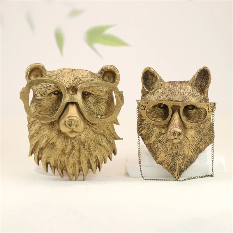 Resin Art Wedding Gift - ของตกแต่งผนังรูปสัตว์ทำจากเรซินสีทองแดงสไตล์วินเทจ ศิลปะตกแต่งผนังรูปหัวสัตว์สไตล์ชนบท สำหรับห้องอาหาร ห้องนั่งเล่น ห้องนอน ของขวัญตกแต่งสำหรับคู่รัก