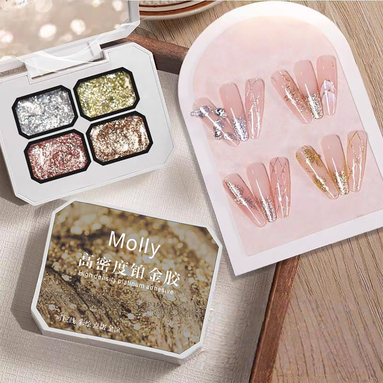 Resin Art Rose - MIANEL ชุดสีเจลเพ้นท์เล็บแบบฟอยล์หนา สีแพลตตินัม ทอง เงิน โรสโกลด์